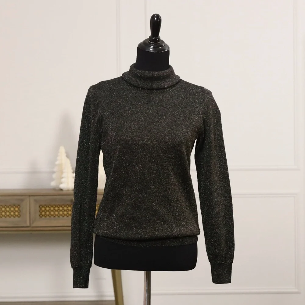 J. Crew Black Sparkle Turtleneck Sweater